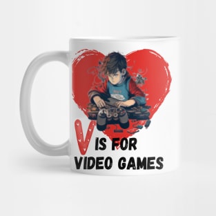 Valentines Day Boys Kids Son V Is For Video Games Gamer Mug